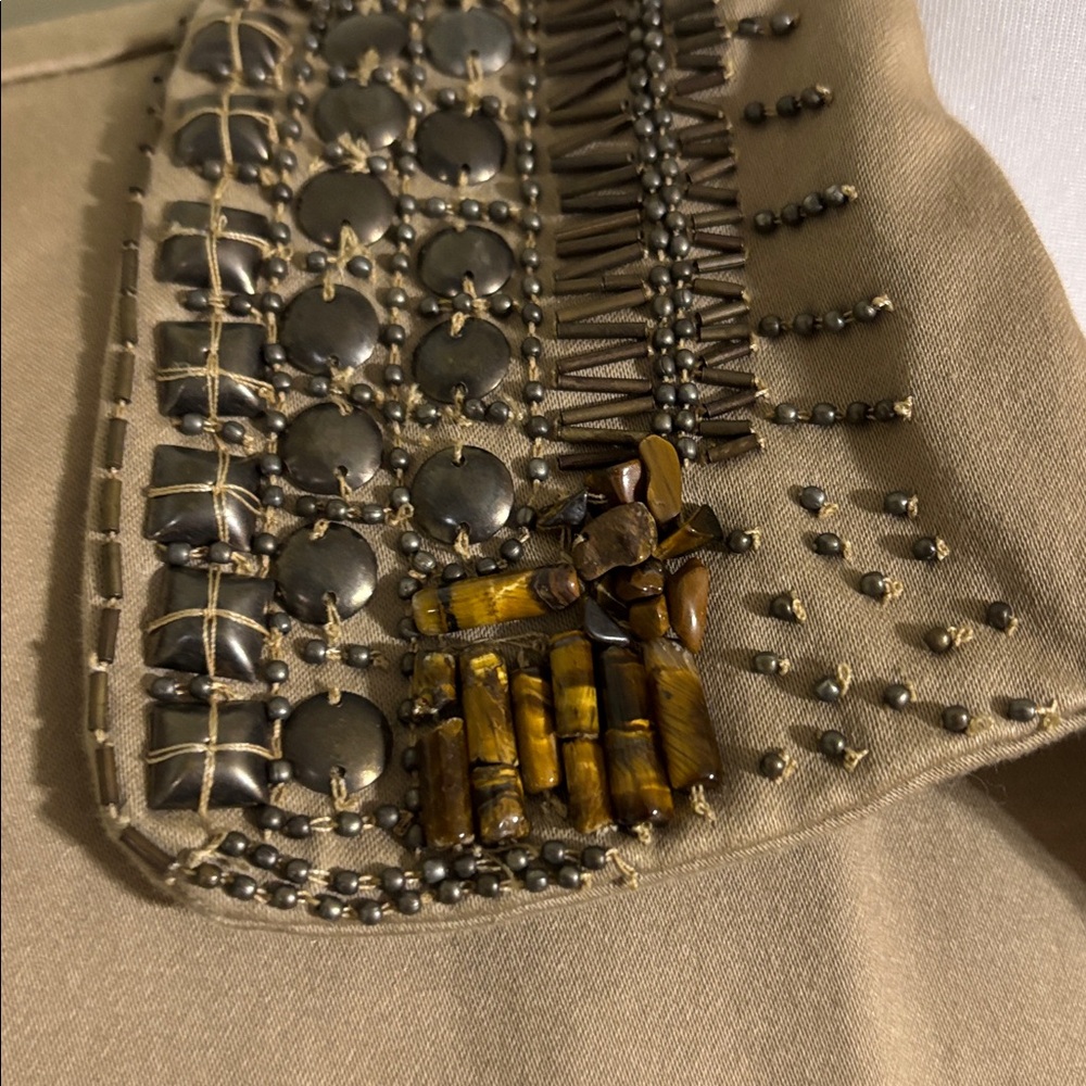 Chico's Tan Utility Jacket With Patterned Details - image 3